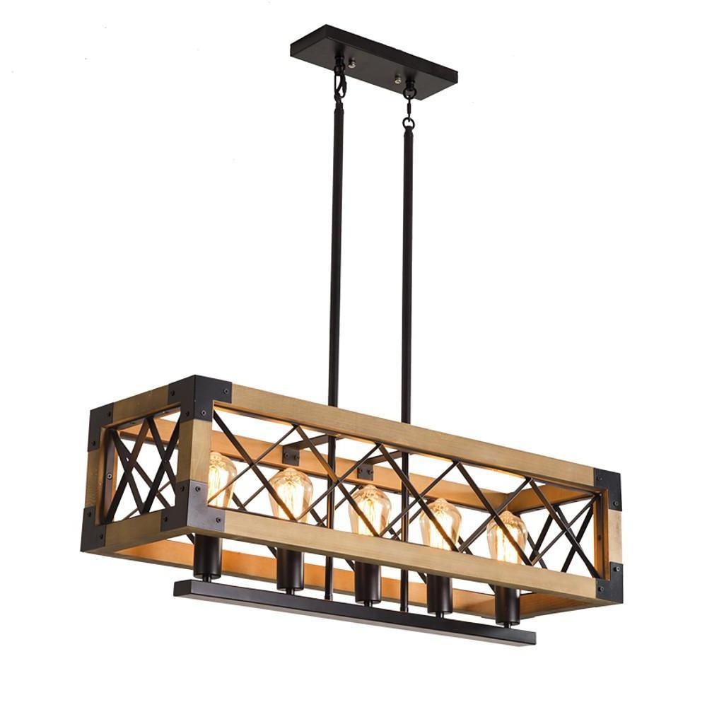 Rustic Industrial Linear Chandelier For Dining Rooms Farmhouse Rectangular Square Light Fixture