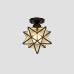 Geometric Star Semi-Flush Ceiling Light in Metal and Glass