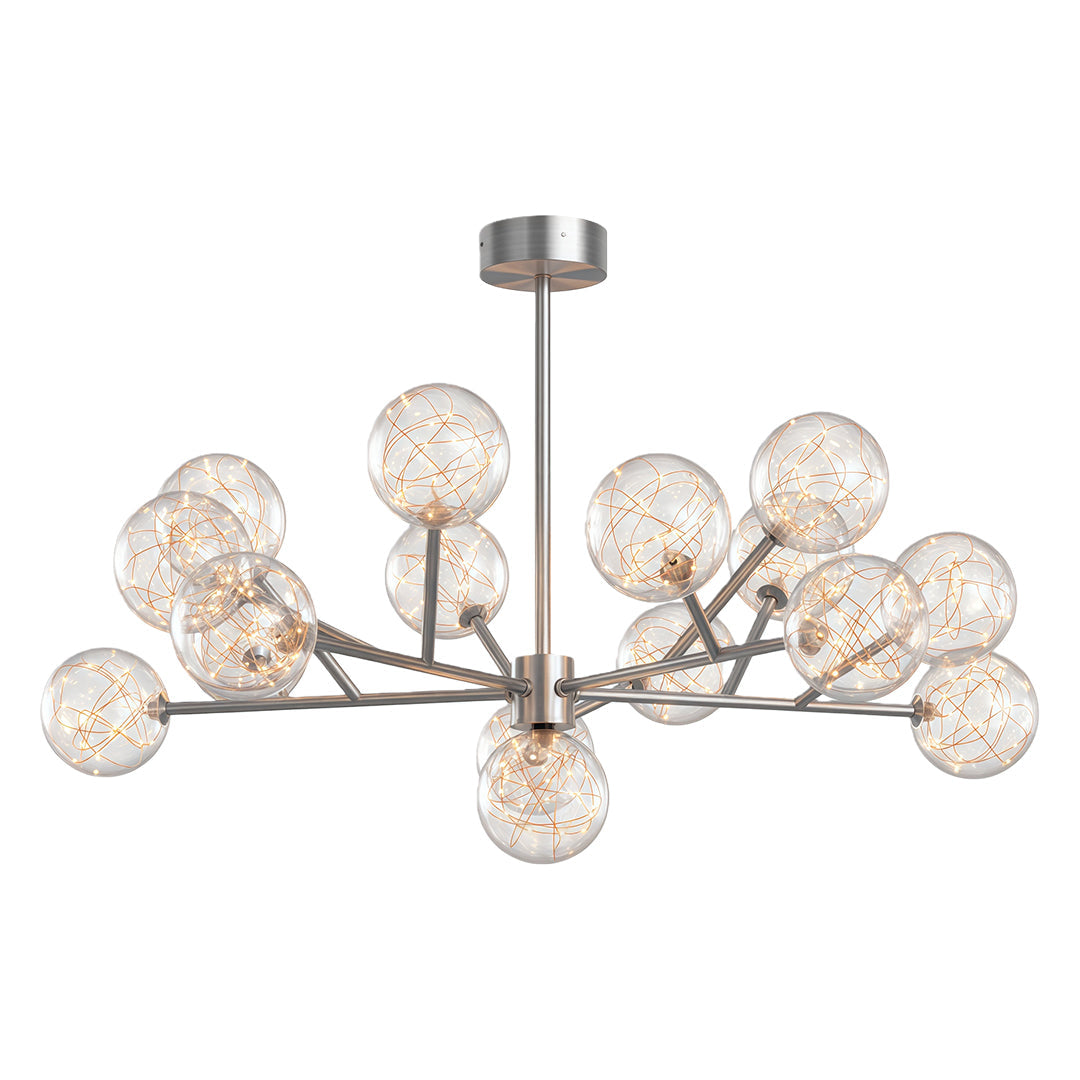 Celestial Glass Globe Chandelier – Modern Molecular LED Pendant for Dining and Living Spaces