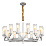 Lumière Cascade: Modern Copper Glass Drop Chandelier for Elegant Interiors