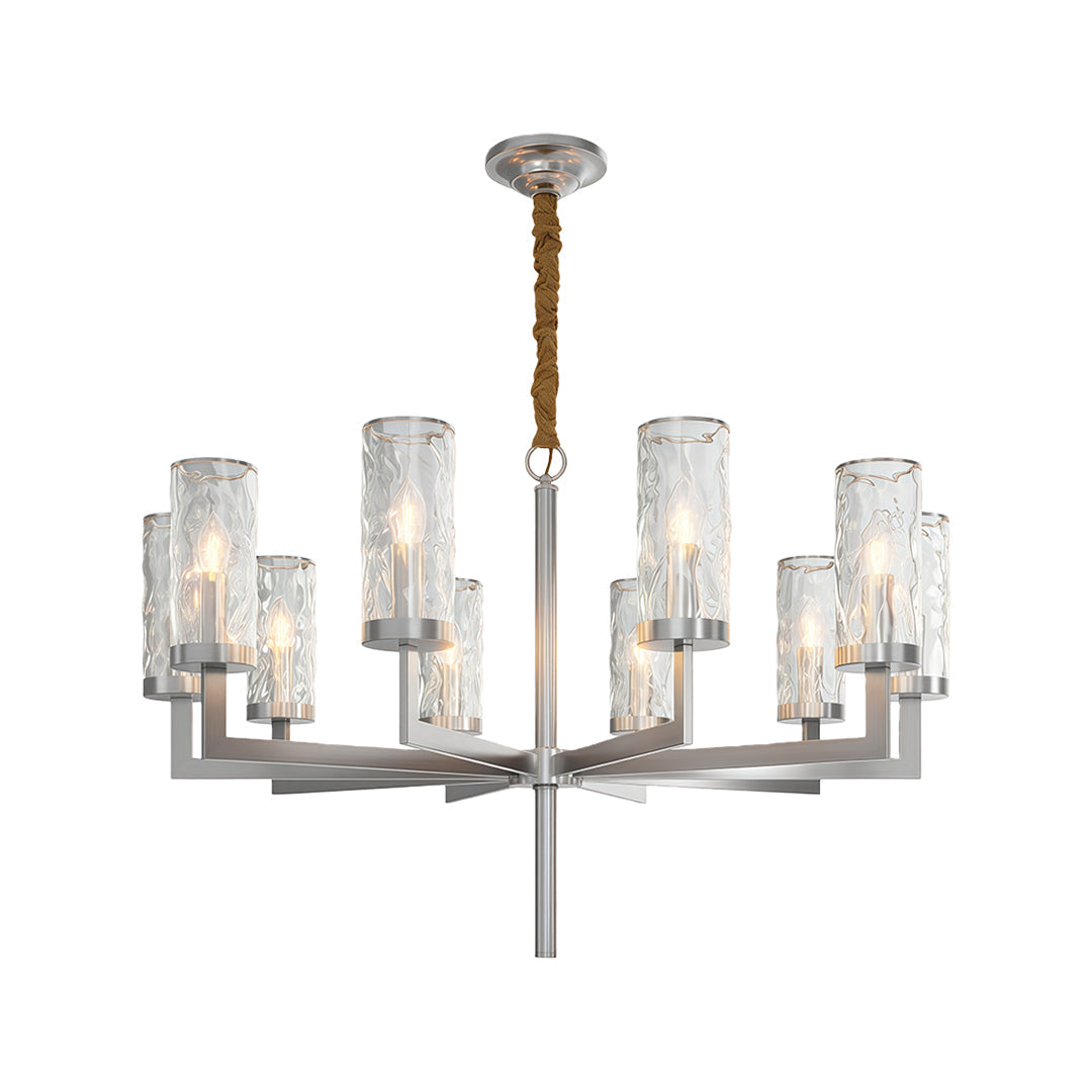 Modern Glass Island Chandelier with Copper Frame for Dining Room and Kitchen