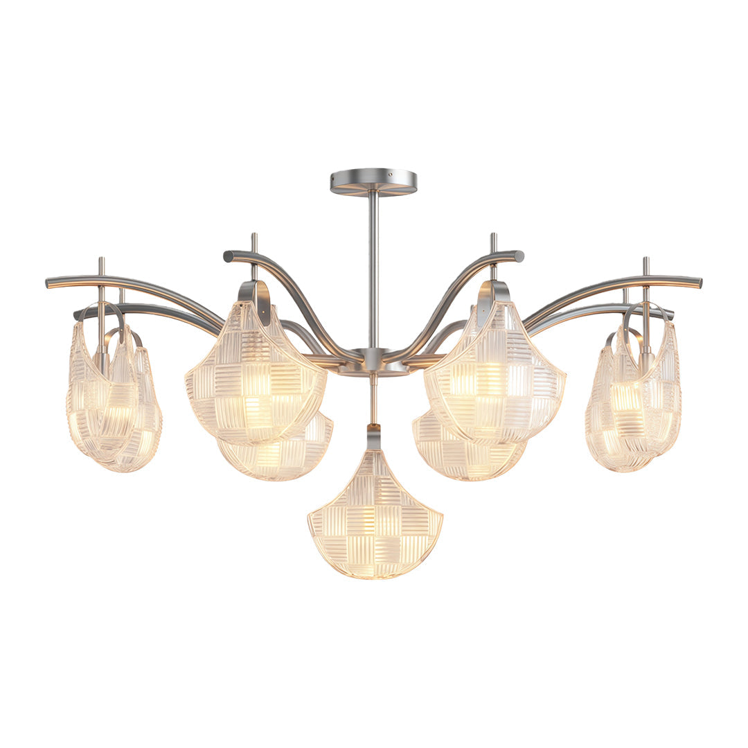 Shell Chandelier Modern Luxury Ceiling Light in Copper, Nickel, or Black