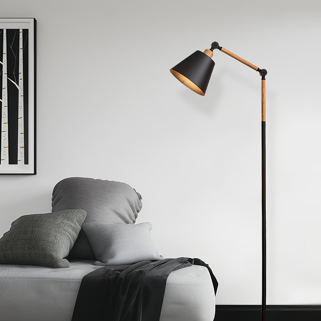 Modern Metallic Floor Lamp with Adjustable Arm for Living Room