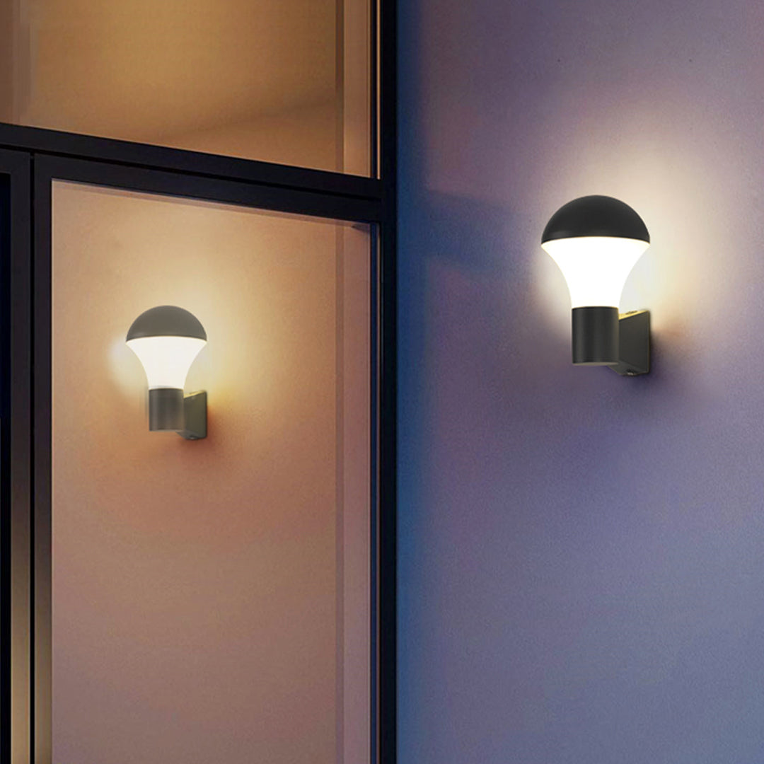 Modern Black Outdoor Wall Sconce with Warm LED Light, IP65 Waterproof