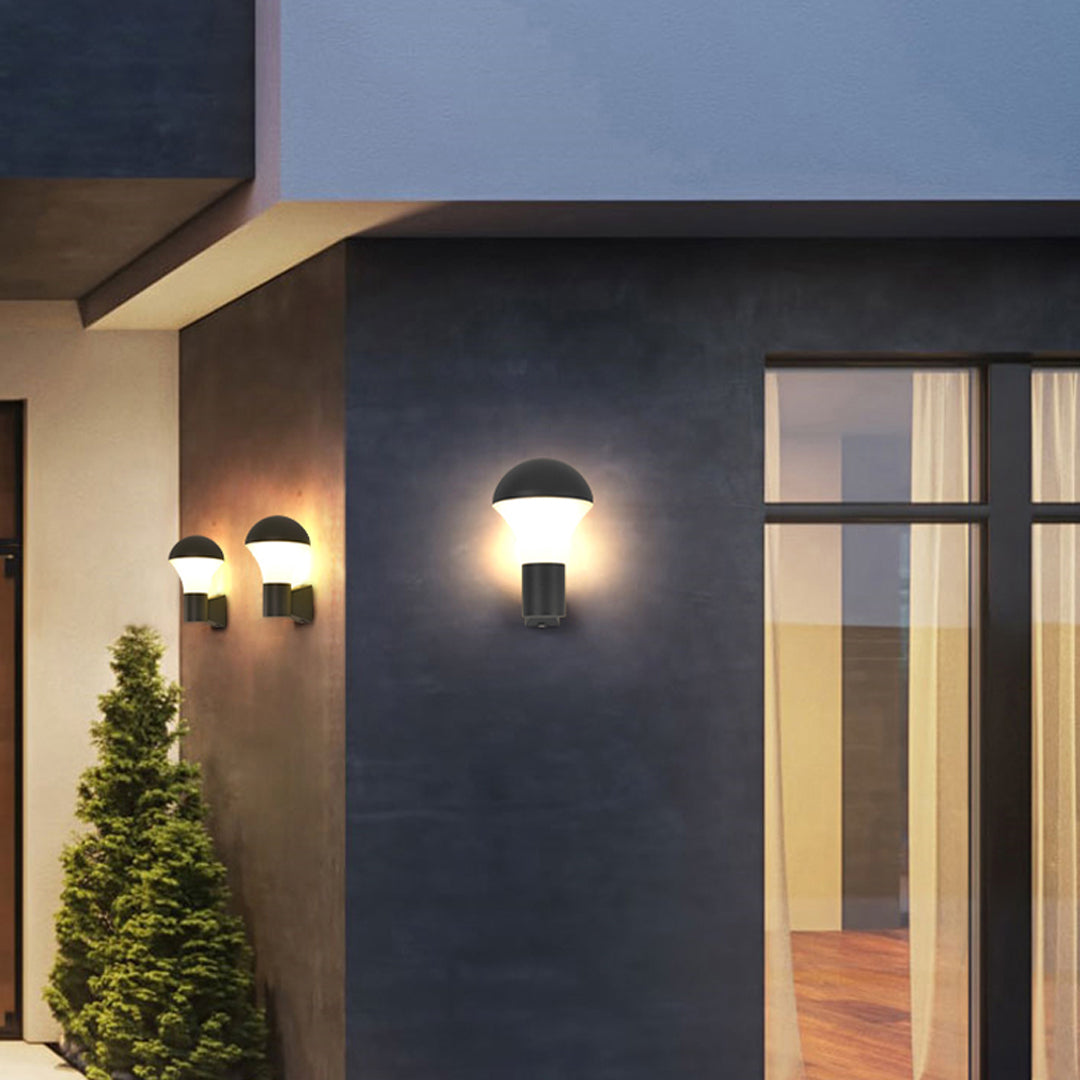 Modern Black Outdoor Wall Sconce with Warm LED Light, IP65 Waterproof