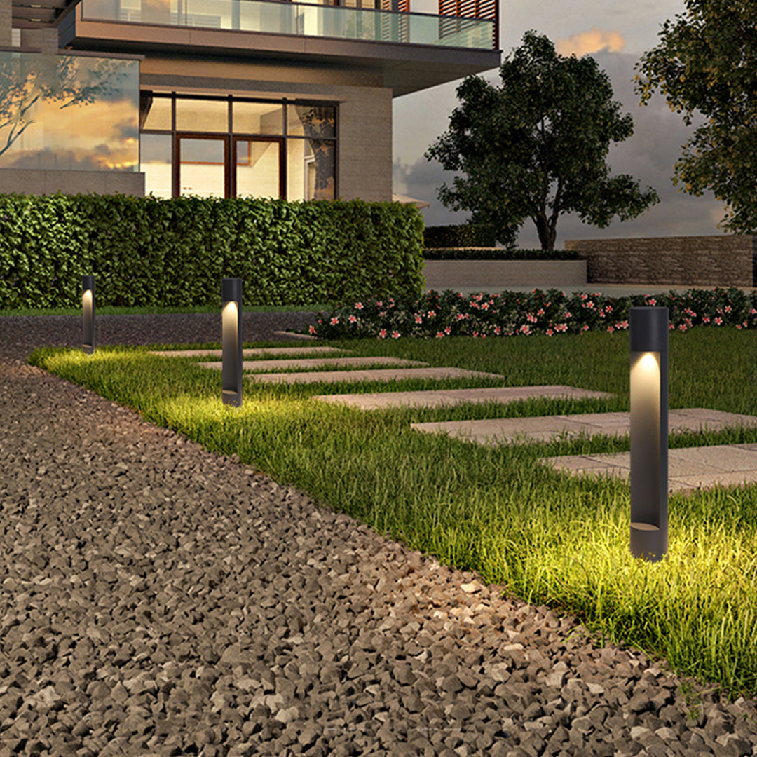 Minimalist Bollard Path Light – Black Aluminum Outdoor Landscape Lighting