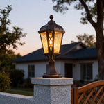 Aria Black Aluminum Post Light with Clear Glass Shade – Weatherproof Outdoor Pillar Lamp