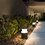 Modern Bollard Path Light in Sand Black Stainless Steel for Garden Walkways
