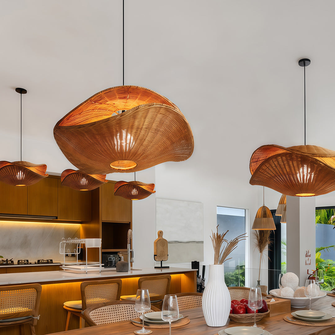 Handwoven Rattan Pendant Light with Wabi-Sabi Charm for Modern Interiors