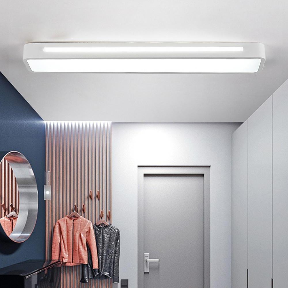 Modern Rectangular LED Flush Mount Ceiling Light in Black or White