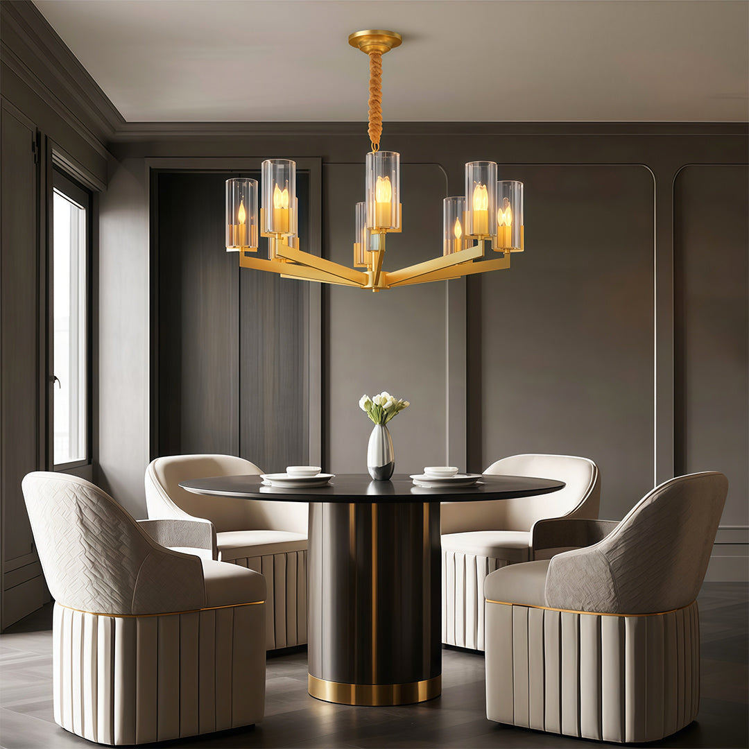 American Luxury Candle Chandelier in Brass, Chrome, or Black