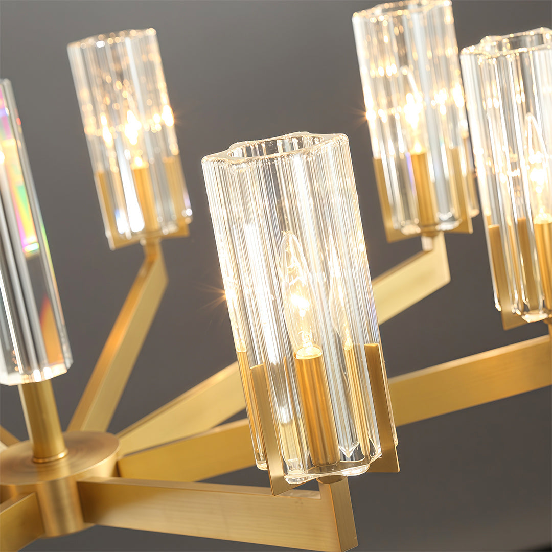 American Luxury Candle Chandelier in Brass, Chrome, or Black