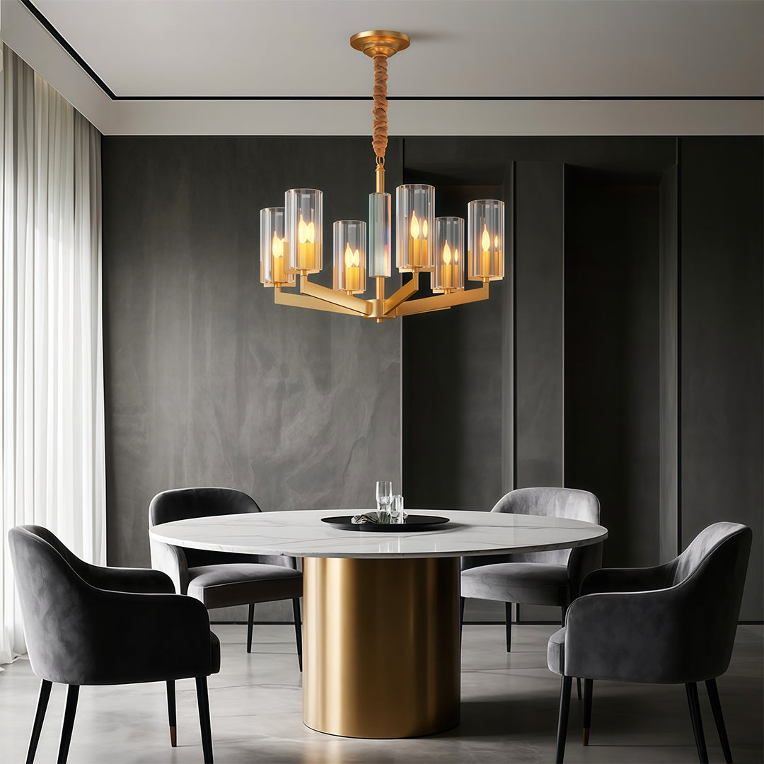 American Luxury Candle Chandelier in Brass, Chrome, or Black