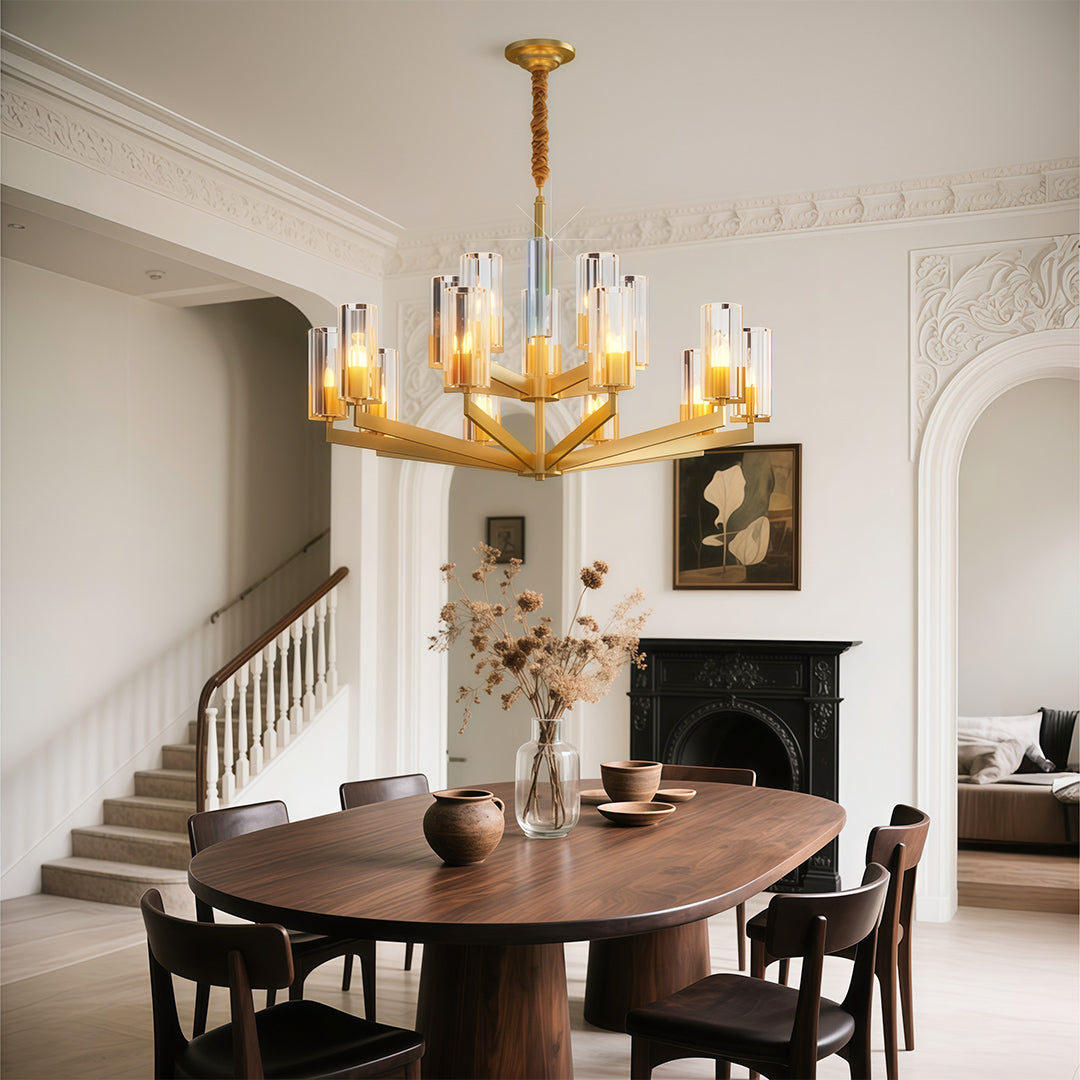 American Luxury Candle Chandelier in Brass, Chrome, or Black
