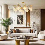 Shell Chandelier Modern Luxury Ceiling Light in Copper, Nickel, or Black
