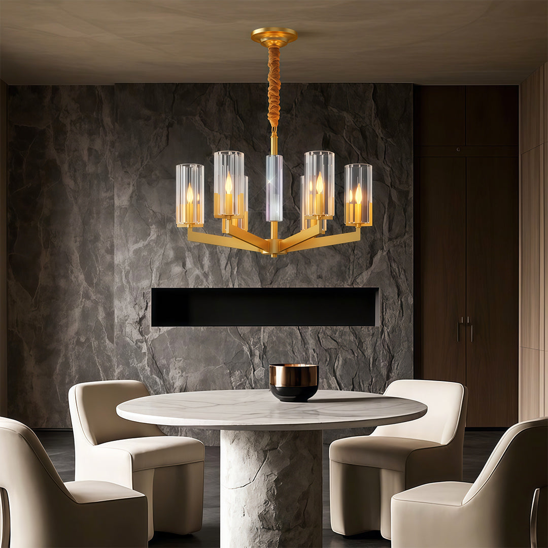 American Luxury Candle Chandelier in Brass, Chrome, or Black