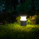 Modern Bollard Path Light in Sand Black Stainless Steel for Garden Walkways