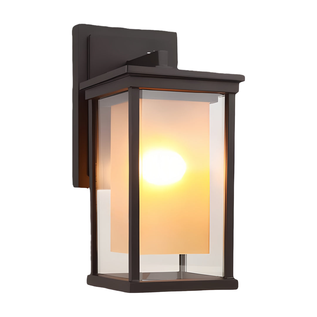Black Aluminum Outdoor Wall Sconce with Amber Glass