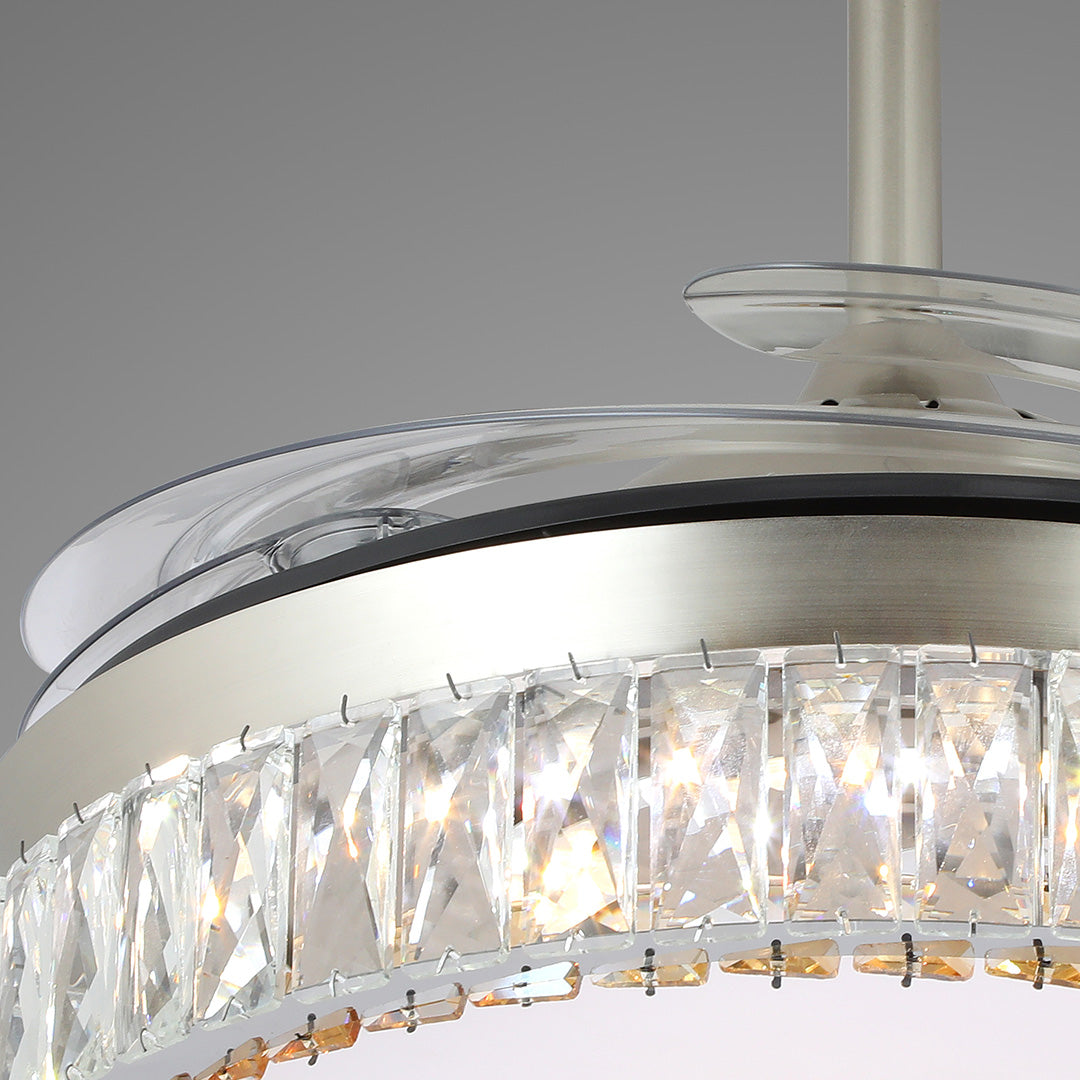 Lumière Crystal Ceiling Fan with Dimmable LED Light in Nickel