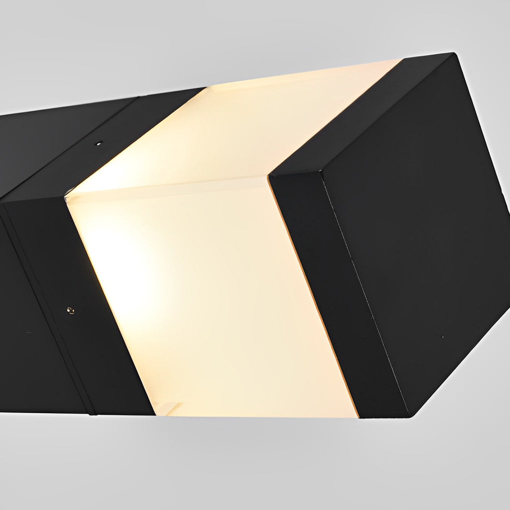 Modern Square Outdoor Bollard Light in Black with Warm White LED