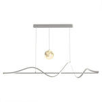 Art Deco Moon Pendant Light with Adjustable Chain, Dimmable LED Linear Suspension