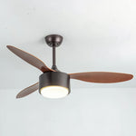 Silver LED Ceiling Fan with Wood Grain Blades for Modern Interiors