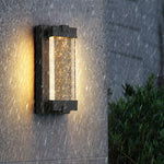 Black Crystal Outdoor Wall Light – Rectangular Waterproof LED Sconce
