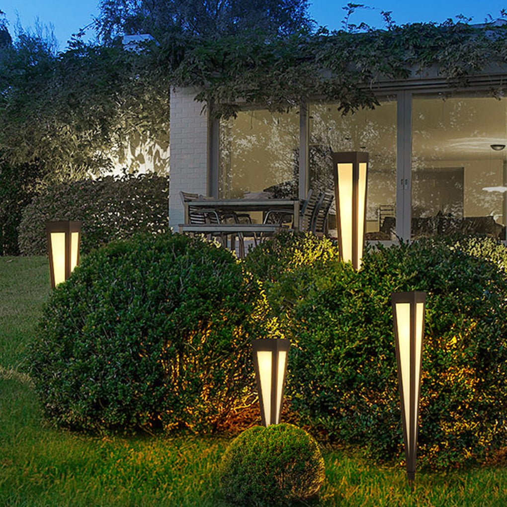 LumaPath Square RGB Solar Pathway Light with Conical Base for Modern Landscapes
