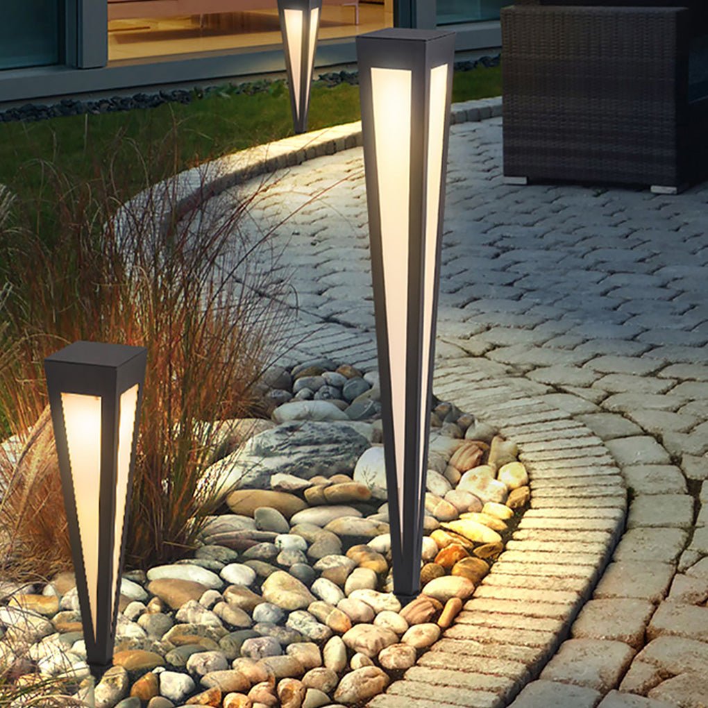 LumaPath Square RGB Solar Pathway Light with Conical Base for Modern Landscapes