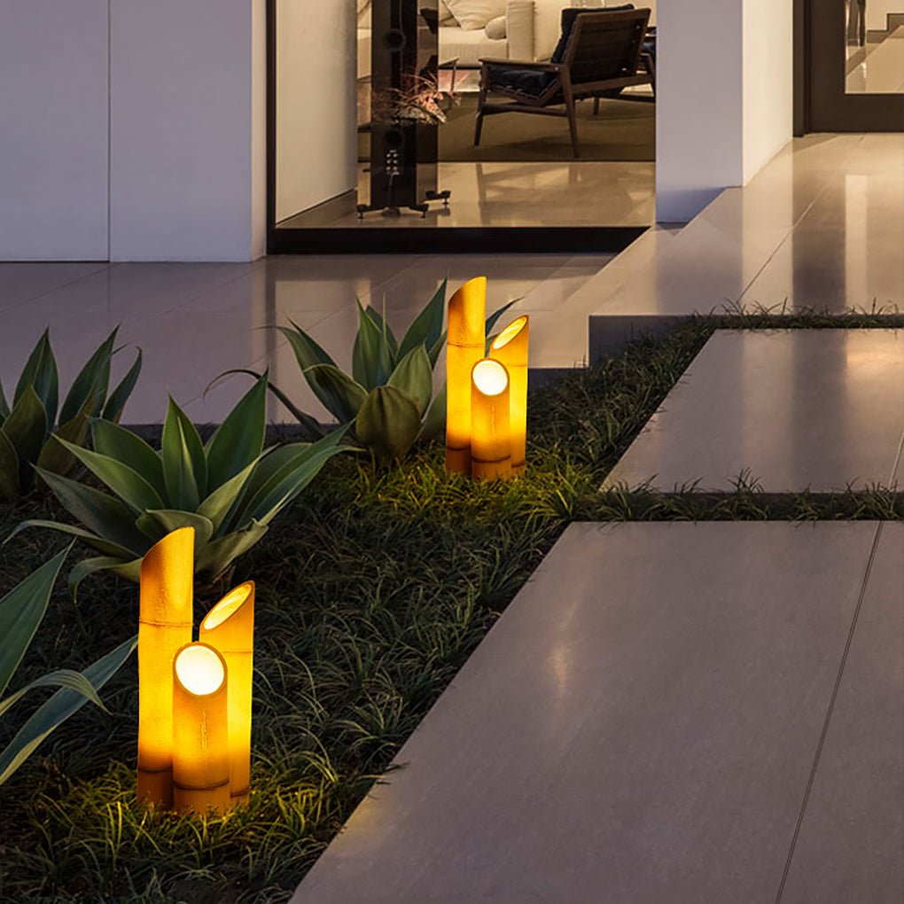 Artisan Resin Bamboo LED Landscape Lights for Garden Paths and Courtyards