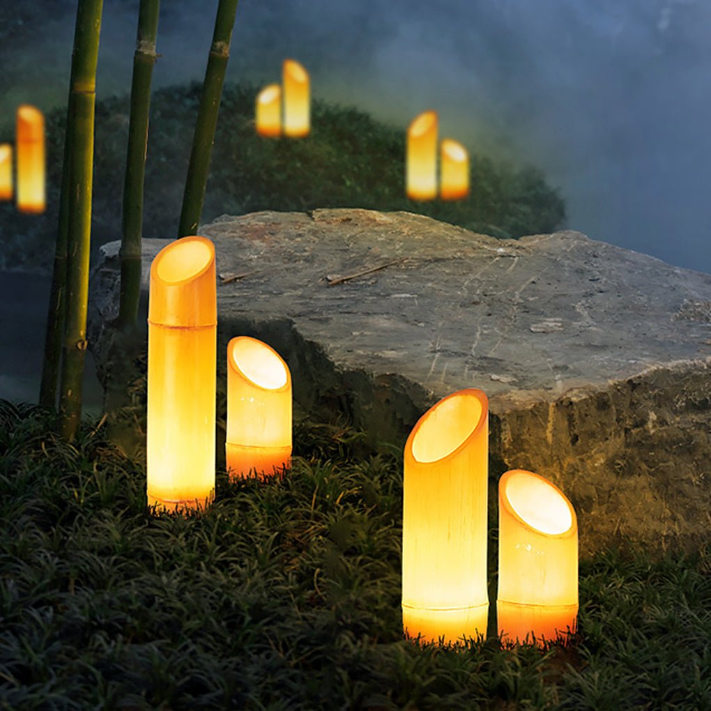 Artisan Resin Bamboo LED Landscape Lights for Garden Paths and Courtyards