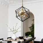 Geometric Iron and Acrylic Pendant Light with Gold Accents
