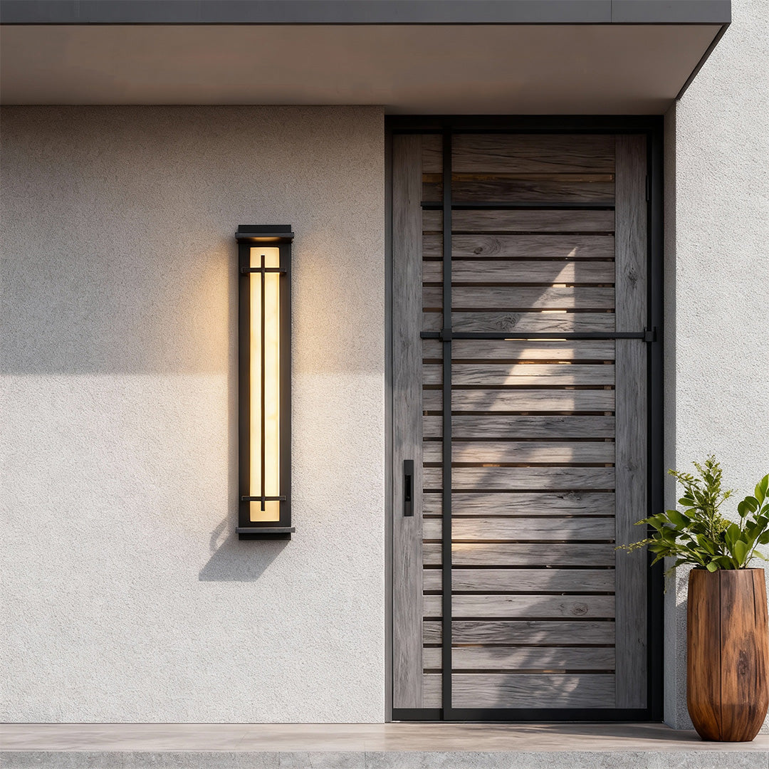 Minimalist Waterproof Outdoor Wall Light in Black Stainless Steel