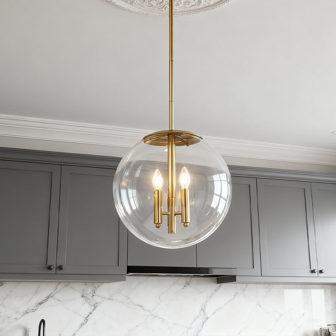 Lumina Clear Glass Globe Pendant Light in Gold