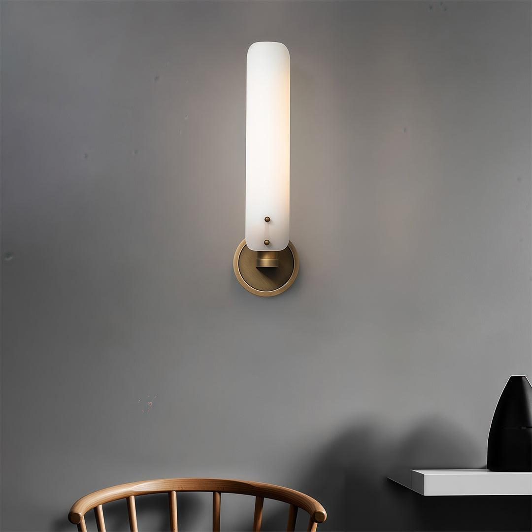 Art Deco Glass Wall Sconce in Polished Brass for Modern Interiors