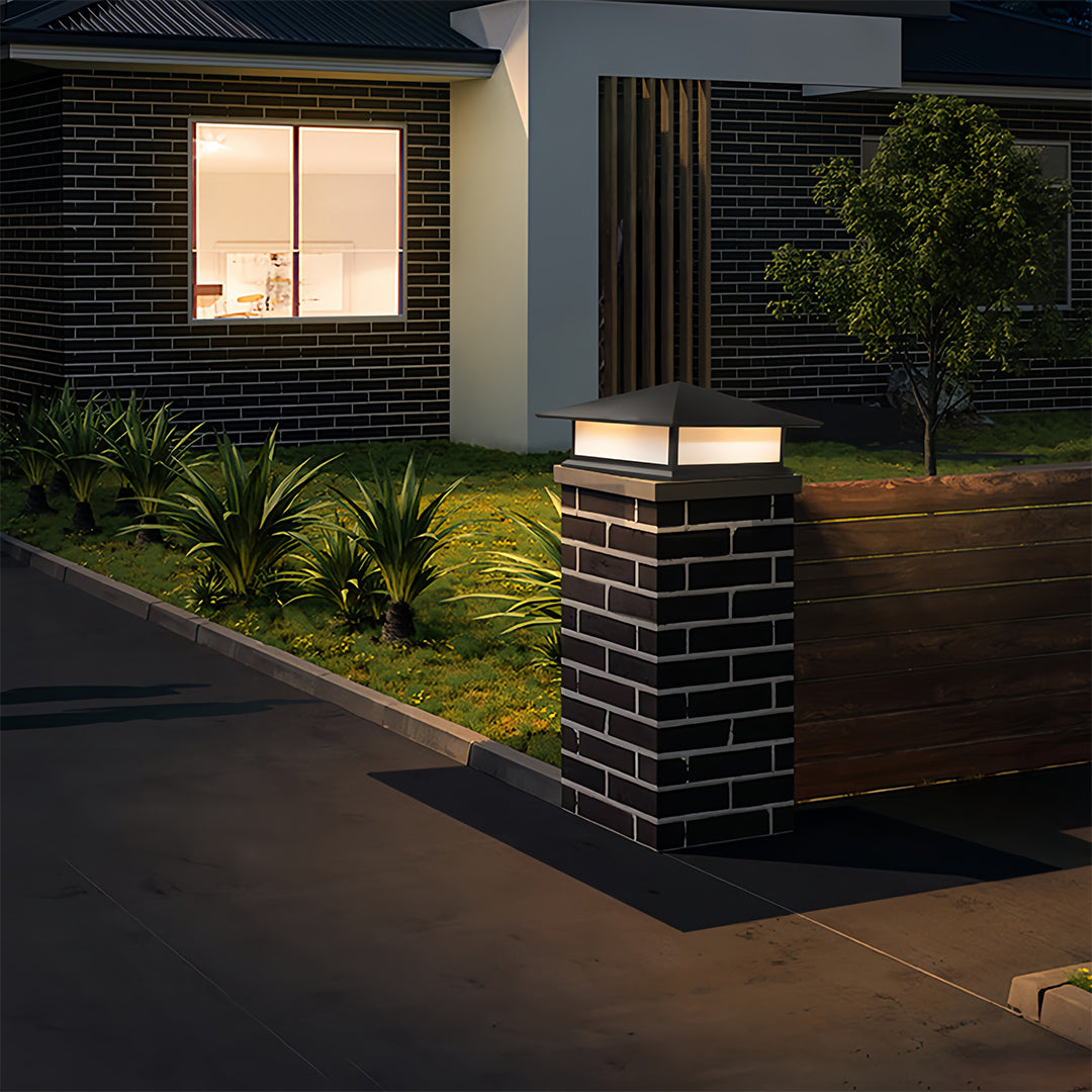 Modern Black Outdoor Pillar Lights – Waterproof Pagoda Garden Post Lighting