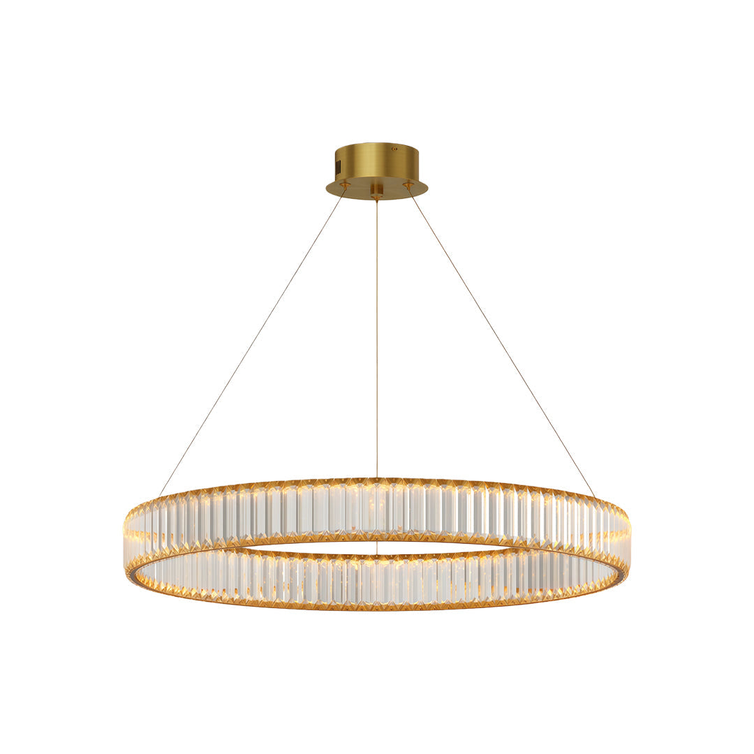 Aurelia Crystal Round Chandelier — American Minimalist LED Pendant for Modern Interiors