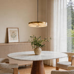 Marble Disc Pendant Light – Modern Luxury Ceiling Lamp with Brass Accents