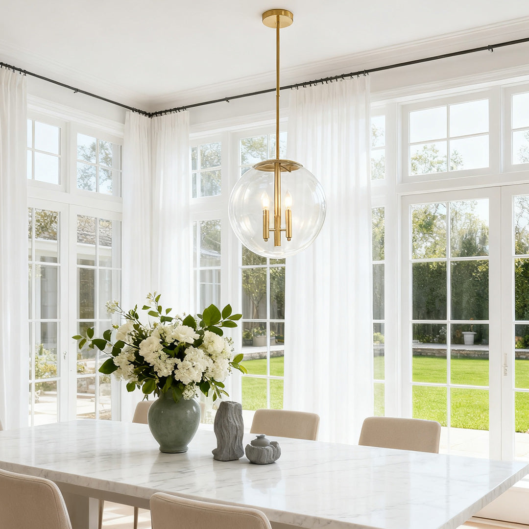 Lumina Clear Glass Globe Pendant Light in Gold