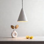 Nordic Plaster Pendant Light with Adjustable Chain, White LED Ceiling Lamp