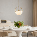 Aurelia Gold and White Glass Pendant Light, Minimalist Ceiling Lamp