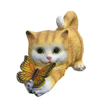 Handcrafted Resin Cat Solar Garden Lights with Warm LED Glow