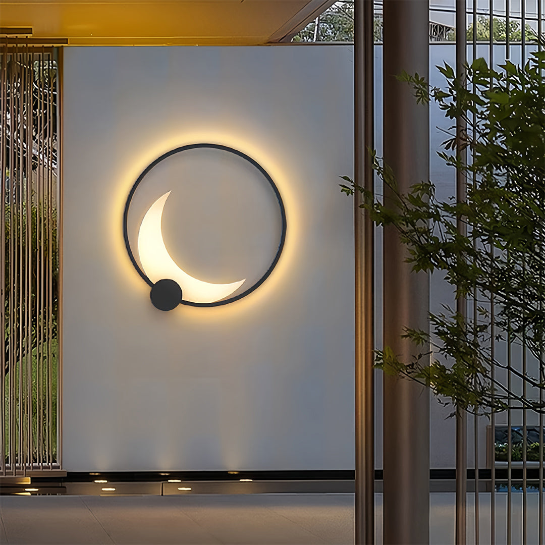 Lunar Halo Outdoor Wall Sconce in Gray Stainless Steel