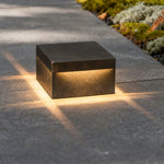 Square LED Solar Outdoor Pillar Light in Black Stainless Steel