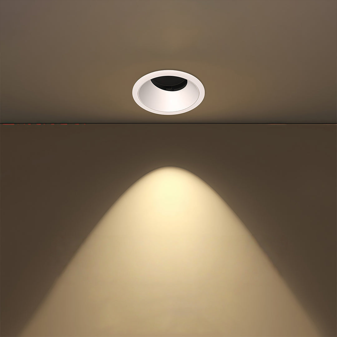 Architectural LED Recessed Spotlight with Full-Spectrum COB, Anti-Glare Deep Baffle, Adjustable 30°