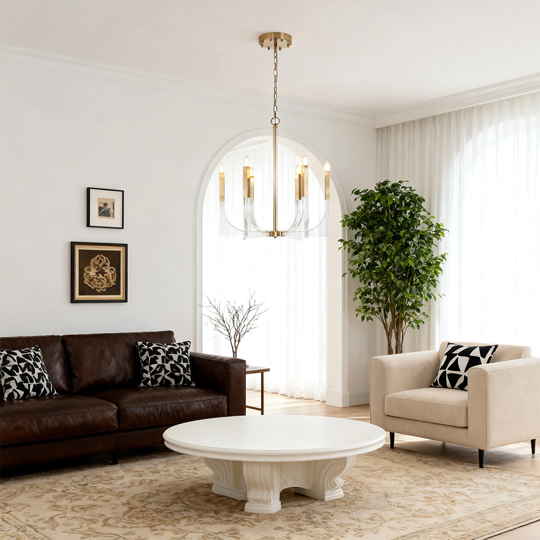 Aurelia Acrylic Chandelier – Modern Minimalist Gold Pendant Light for Dining and Living Spaces