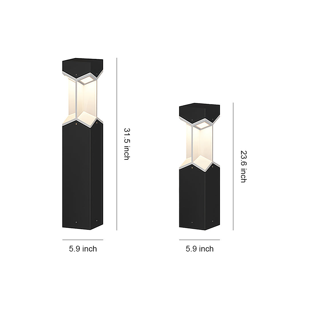 Minimalist Black Bollard Landscape Lights, Weatherproof Outdoor LED Path Lighting