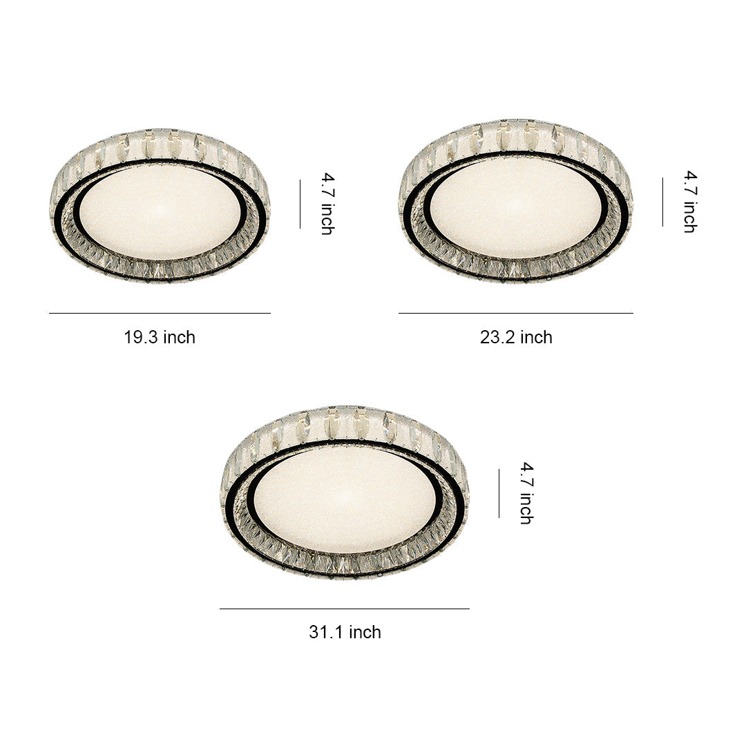 Crystal Flush Mount Ceiling Light in Chrome, Modern LED Ring