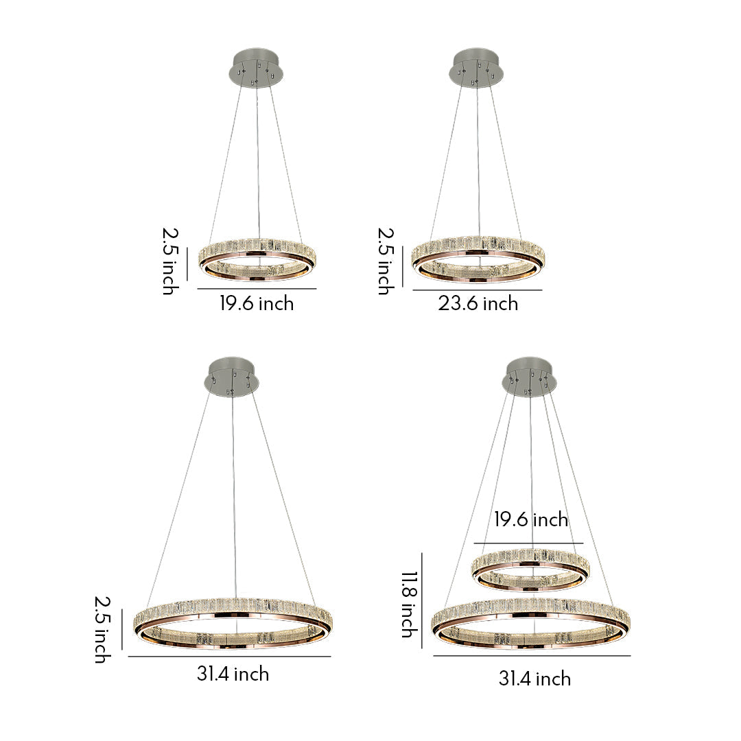 Aurelia Round Crystal LED Chandelier – Modern Minimalist Ring Pendant Light