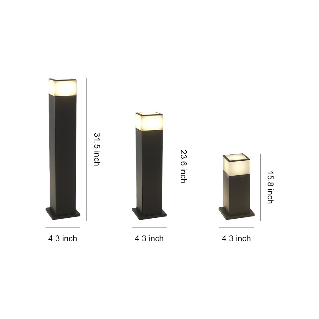 Modern Square Outdoor Bollard Light for Pathways & Gardens